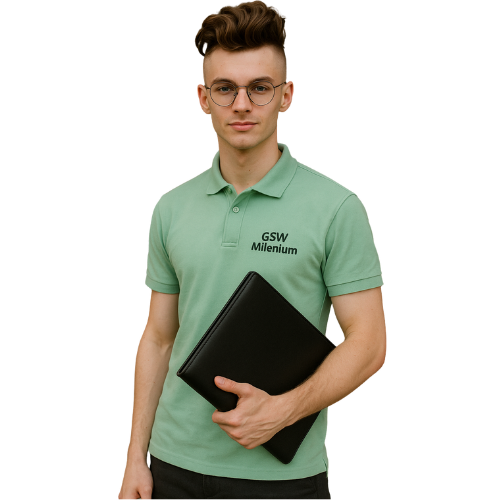 student zarządzania małymi i średnimi przedsiębiorstwami z teczką